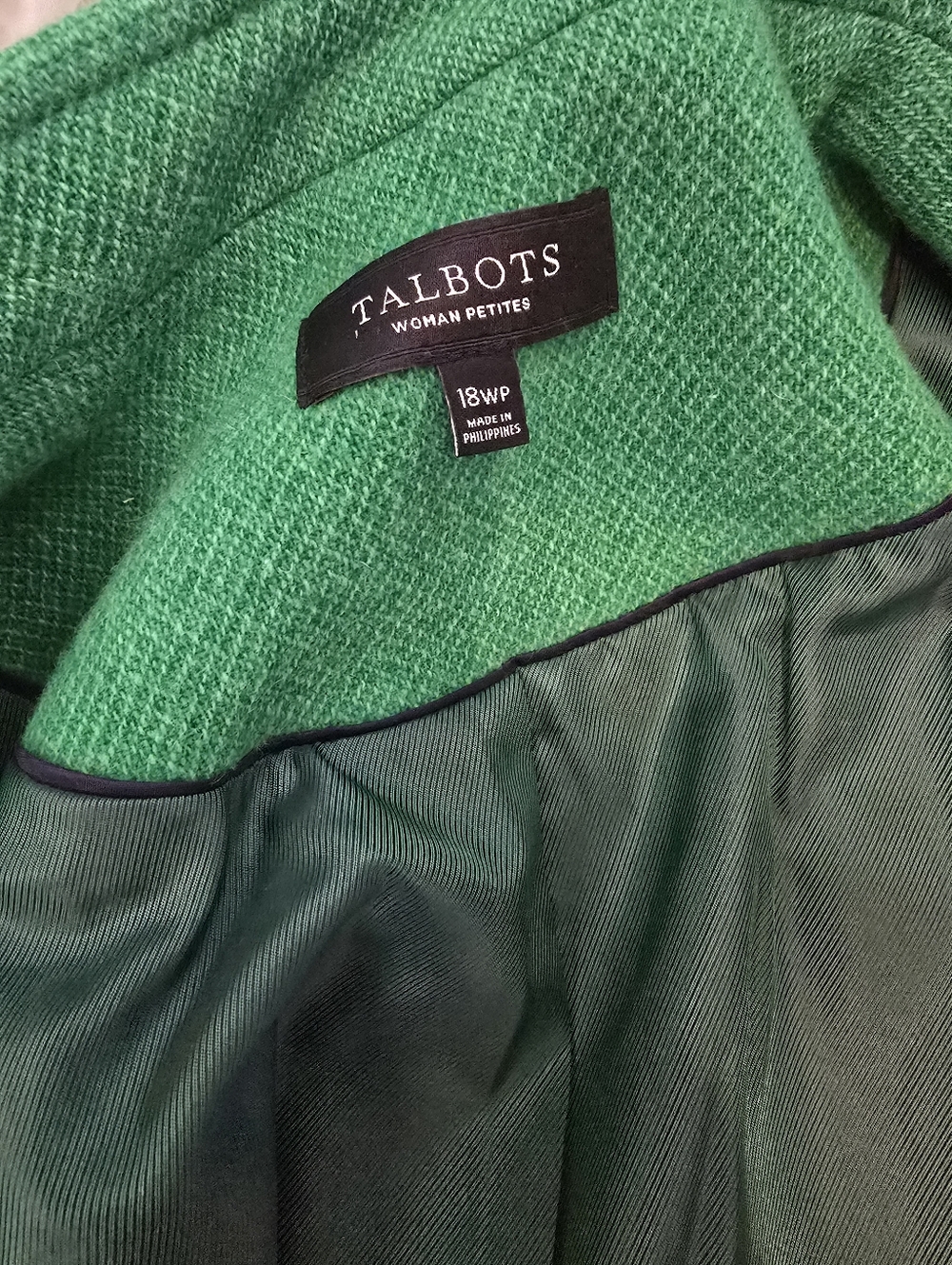 Talbots wool blend jacket green preppy old money classic fall polished - Picture 12 of 14